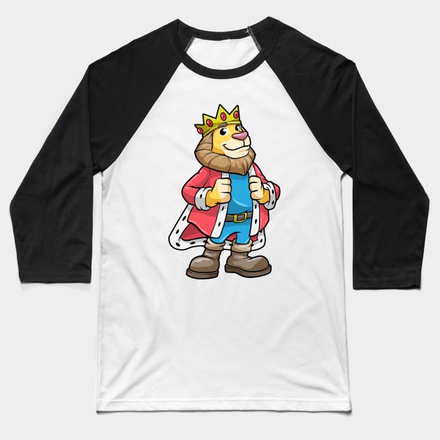 Lion as King with Crown Baseball T-Shirt by Markus Schnabel